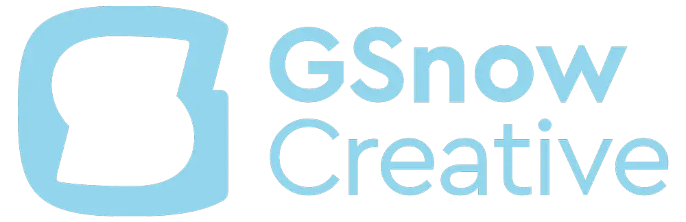 Stylized amalgamation of the letters G and S with next to it that read GSnow Creative.